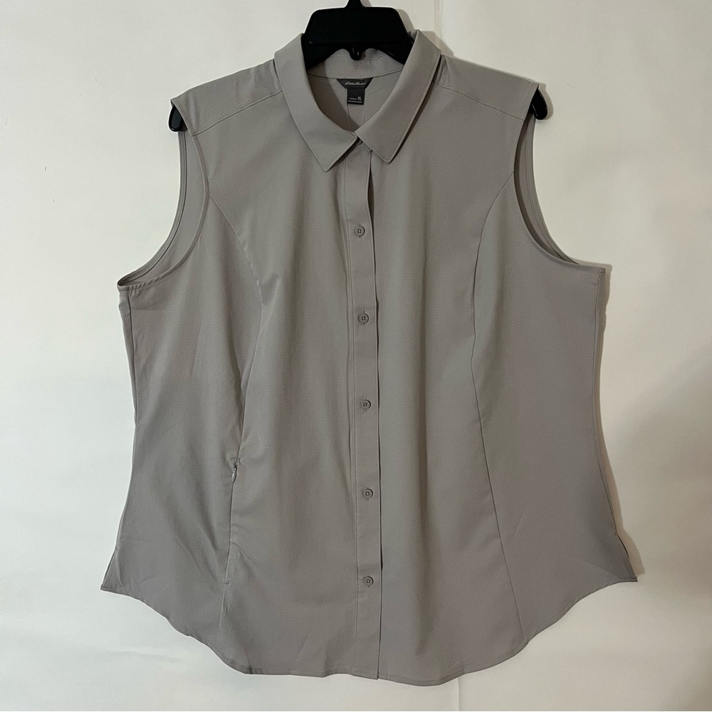Women's Eddie Bauer Gray Button Down Shirt with Dress Collar XL New with Tags